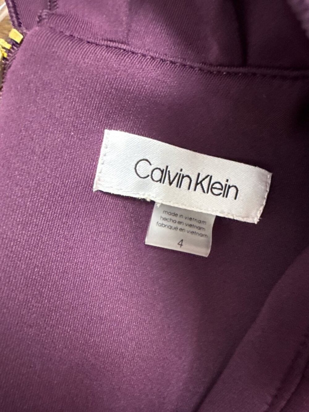 Calvin Klein Womens Purple Ruffled Neckline Sleeveless Sheath Dress Size 4 - Picture 6 of 8